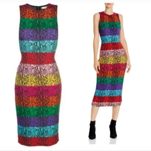 Alice + Olivia Delora Rainbow Snake Print Midi Dress Size 0 NWT $395 - Picture 12 of 14